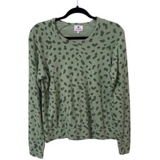 Sundry Anthro Size 2 Medium Green Relaxed Casual Animal Print Pullover Sweater