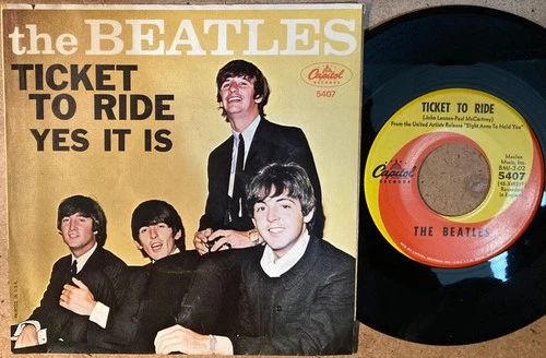 Beatles NM 1965 TICKET TO RIDE Unplayed Looking Capitol 45 & EX Picture sleeve