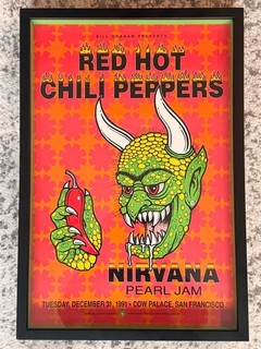 Original RARE Red Hot Chili Peppers Pearl Jam Nirvana Harry Rossit 1991 Poster