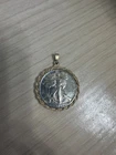 Vintage 1943 Walking Liberty Silver Half Dollar & Gold-Toned Pendant