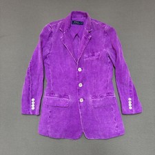 VTG Polo Ralph Lauren Linen Blazer Size 0 Purple Distressed Faded Old Money Ivy