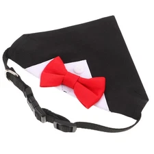  Dog Scarf Bandana - Pet Adjustable Triangle Scarves Bandanas With Bowtie - Dog