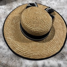 Eric Javits Wide Brim Straw Hat With Hat Band And Bow
