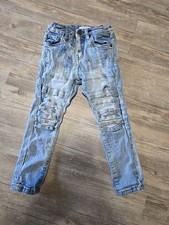 FWRD Denim Jeans Boys Size 4T Distressed Light Wash Adjustable Waist Blue