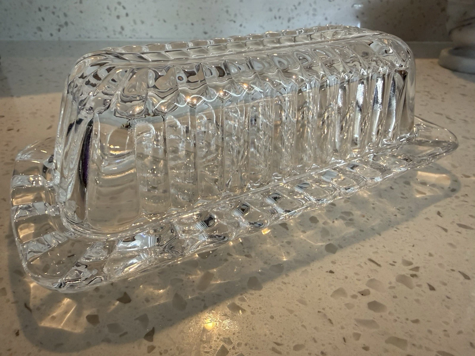 Vintage Butter Dish Covered Ribbed Glass Crystal Clear
Opens in a new window or tab