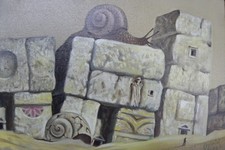 Luigi Regianini (Milano 1930-2013) Le 2 lumache Olio su tela cm 20x30 anno 1972