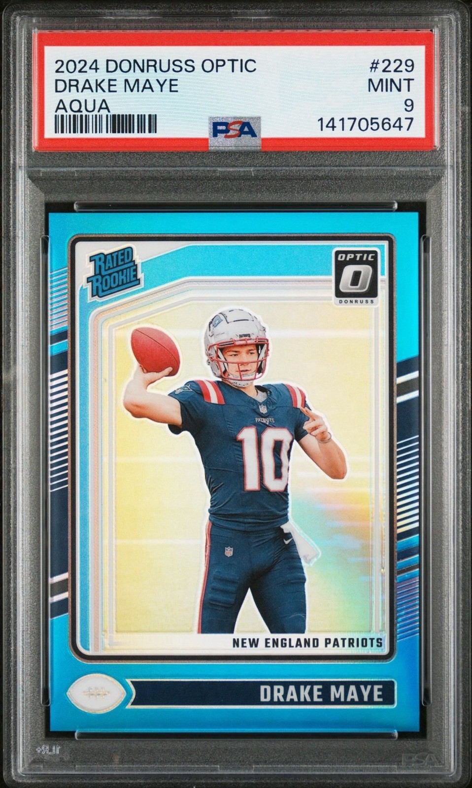 2024 Panini Donruss Optic - Rated Rookie Drake Maye #229 Aqua Prizm /299 (RC)