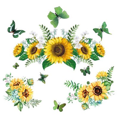 Sunflower Wall Stickers & 3D Butterfly Decals for Home Decoration