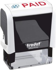 Image of Trodat Stamp 4912 Office Printy with English Text PAID – Self Inking, Red and Bl