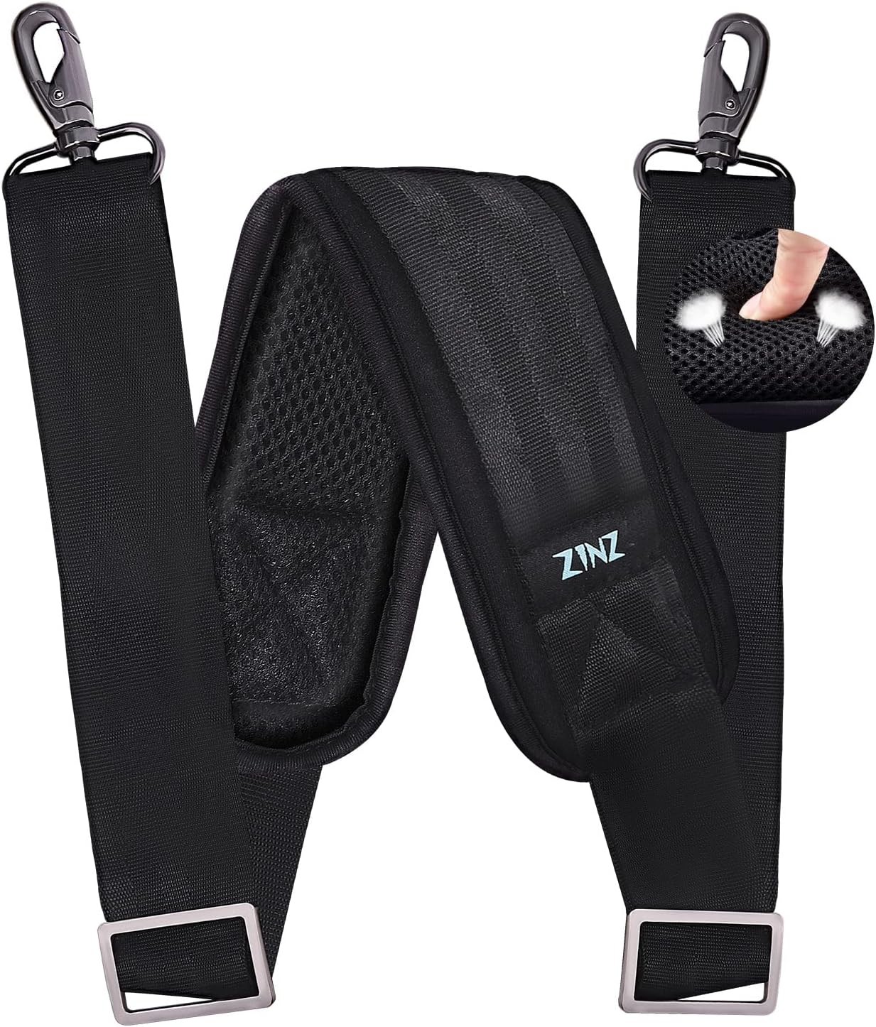 Extra long padded shoulder strap replacement with clasps
