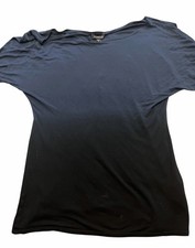 VTG Bebe Wide Blue Fade To Black Blouse Women's Small Made In USA)