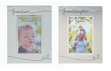 Image of Photo Frame 4x6" Grandson Granddaughter Gift Silver Plated Family Picture Frame