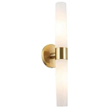 Kira Home Duo 4.5 in 2-Light Brass Wall Sconce - Frosted Shade - RV-W131-1747-CB