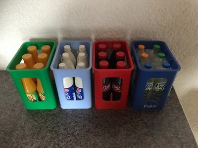Kaufmannsladen-Zubehör 4xGetränkekisten je 6 Flaschen Punica+Freeway-Cola