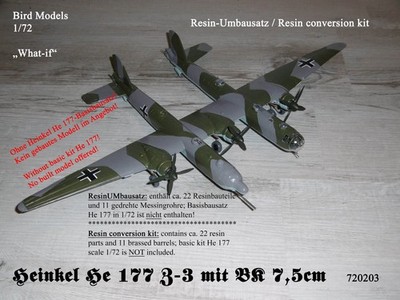 Heinkel He 177 Z-3 Zwilling mit BK 7,5cm  1/72 Bird Models Resin conversion kit
