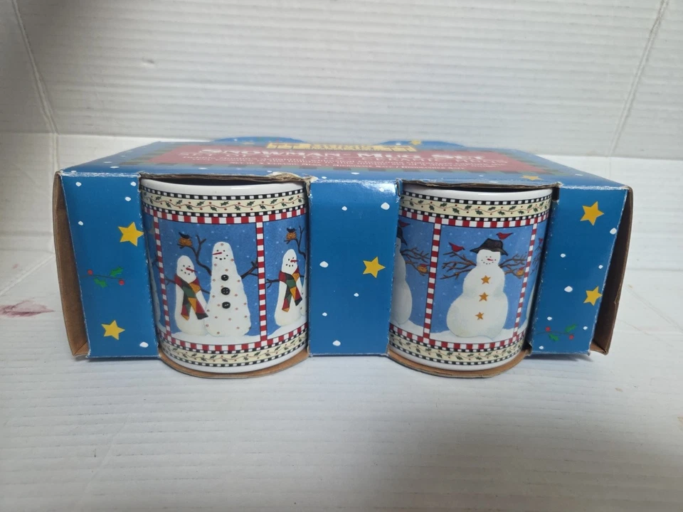 Juego de 4 tazas muñeco de nieve Debbie Mumm NOS Foto 3 de 4