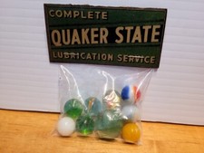 VINTAGE QUAKER STATE OIL COMPANY REPRODUCTION ADVERTISING MARBLE PACKAGE #2