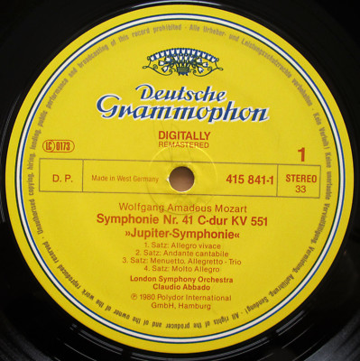 DG 415 841-1 Mozart Symphony 40 & 41 Jupiter Claudio Abbado