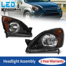 For 2002 2003 2004 Honda CRV C-RV Headlights Black Housing Headlamps Left+Right