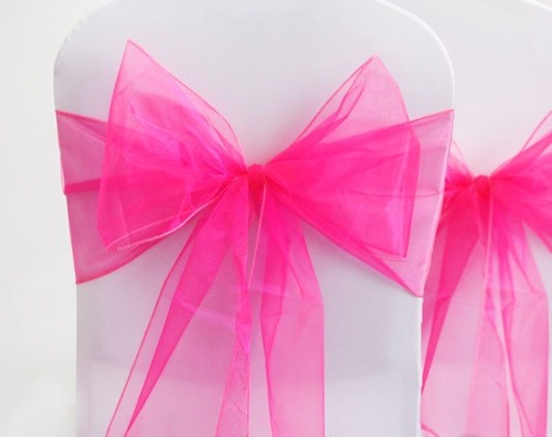 200 Organza Chair Cover Sash Bows 8"x108" 30 Colors Extra Wide Wedding Party - Picture 4 of 22