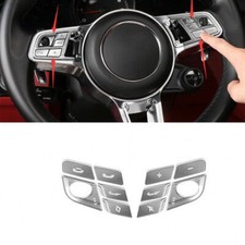 For Porsche Cayenne 18-22 Chrome Steel Car Front Steering Wheel Frame Cover Trim