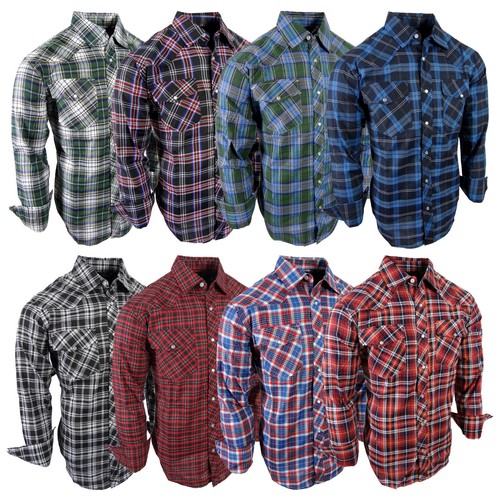 Plaid Shirt Mens Country Western Flap 