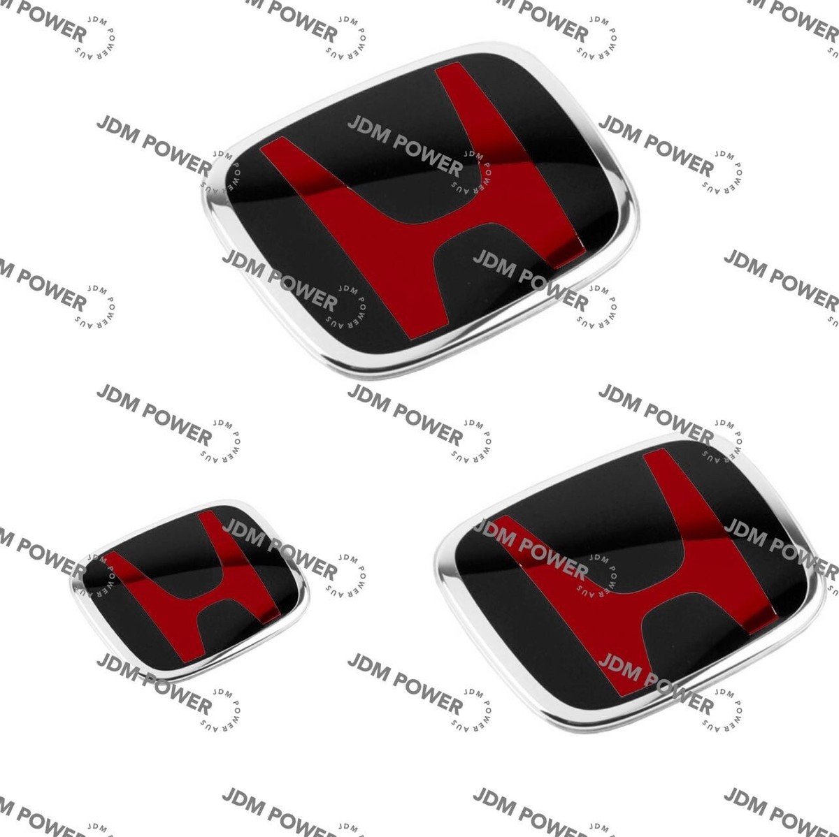 Genuine Style 3pcs Red Black Front Rear Red Emblem Badge Accord