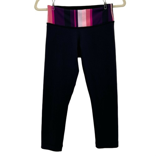Pink Purple Crop Capri Leggings Womens 