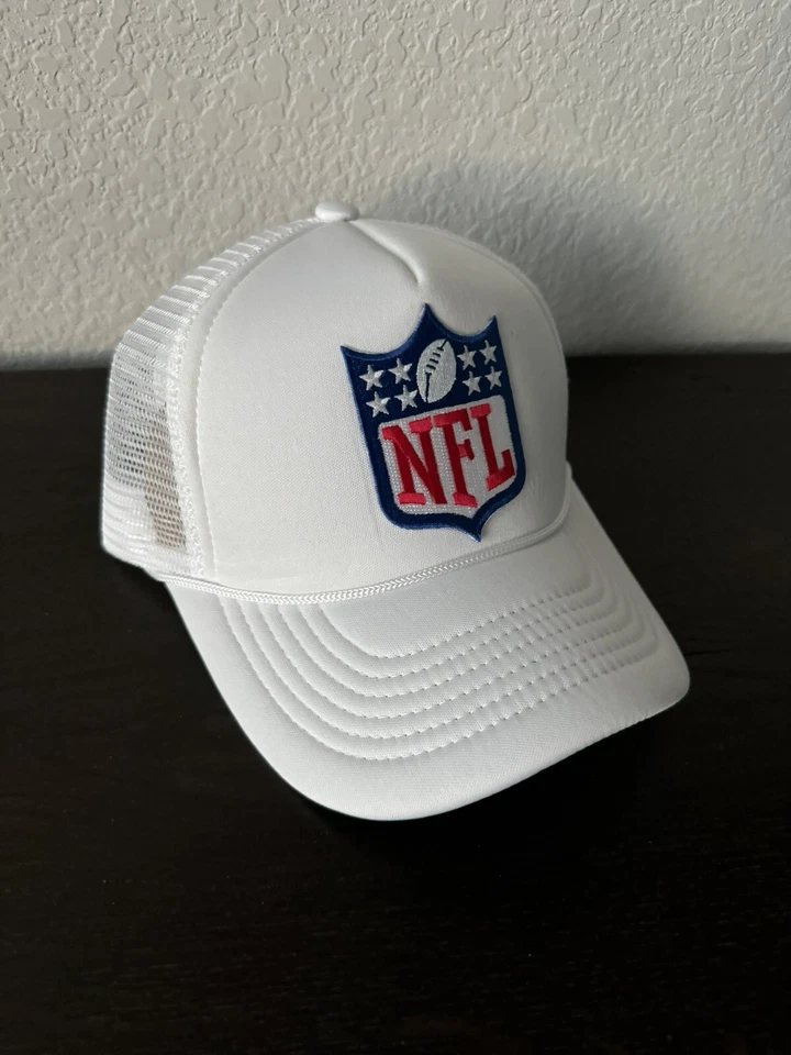 SPORTS CAP NFL SHIELD LOGO REFEREE OFFICIALS GAME HAT CAP WHITE FOAM & MESH SNAPBACK NEW