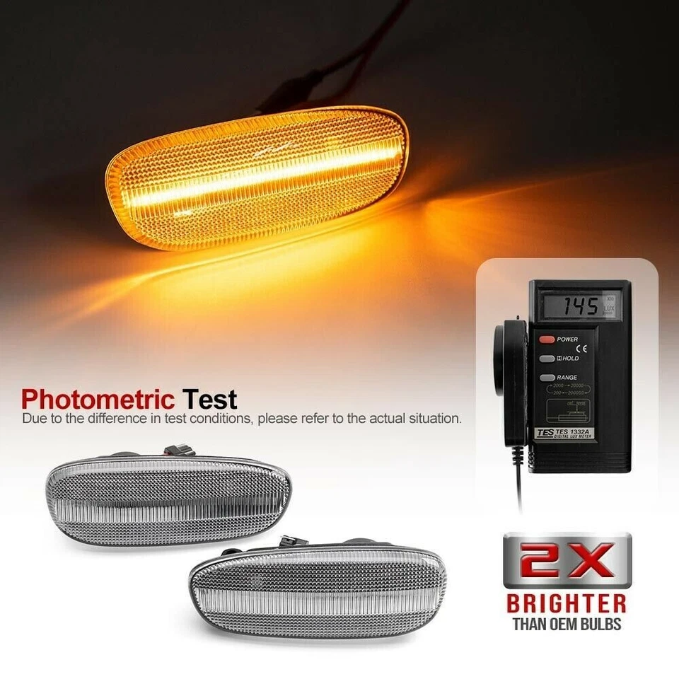 Sequential Clear LED Side Marker Signal Lights For 93-01 Subaru Impreza GC GM GF - Image 4 of 4