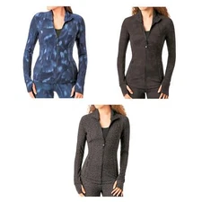 Zen Zip Up Semi Fitted Printed Active Jacket with Thumbhole Choose Size Color