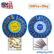 Dental Conical Screw Posts Kits Stainless Steel/Gold 120pcs&2Key Easyinsmile 