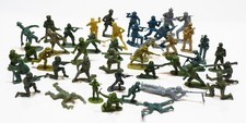 Miniature Plastic Army Military Men Toys Lot Of 43 Soldiers Assorted Brands Eras