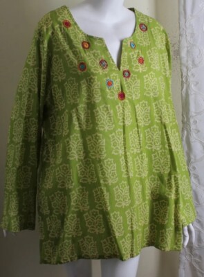 Marketplace India 2X boho Art-to-Wear Lightest Cotton Blouse Shirt Top Lux Funky
