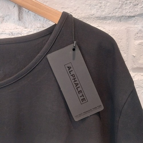 T-shirt Alphalete uomo XXL nera manica corta slim vestibilità atletica elasticizzata palestra - Foto 10 di 11