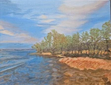 Daorong Oil Painting Beautiful View On River Shore  ,11x14