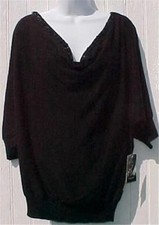 Nine West Ladies Size Medium Black Karma Knit Top Sequin Trim New with Tags