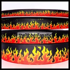 3yds Fire and Flames 3/8" 5/8" 7/8" 1.5" 2.25" Grosgrain Ribbon