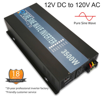 Pure Sine Wave Inverter 12V to 120V Power Converter 3500W Off Grid Solar Home RV
