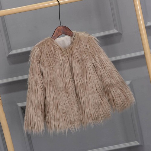 Girls Faux-fur Jacket Coat Toddler Kids Winter Thicken Warm Fuzzy Outwear Clothe - Picture 21 of 57