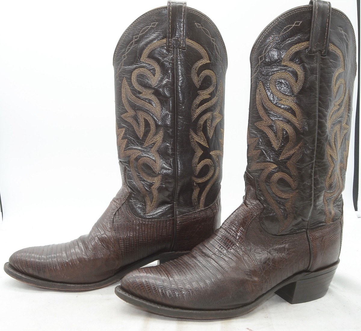 Dan Post Western Boots Cowboy Shoes Mens Size 9 D Brown Genuine Lizard Pull On Dan Post Men main image 2
