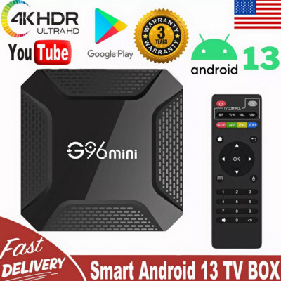 Android 13 Smart TV Box 8K HD QuadCore 16GB HDMI Google Assistant WiFi/Bluetooth