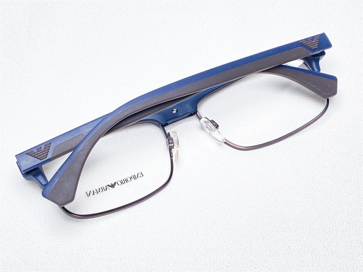 Emporio Armani Ea 3035 5230 Blue/Rubber Brown Authentic Eyeglasses 55-17-140 NEW Emporio Armani EA3035 5231 Mens Brown/Blue Rectangle  main image 2