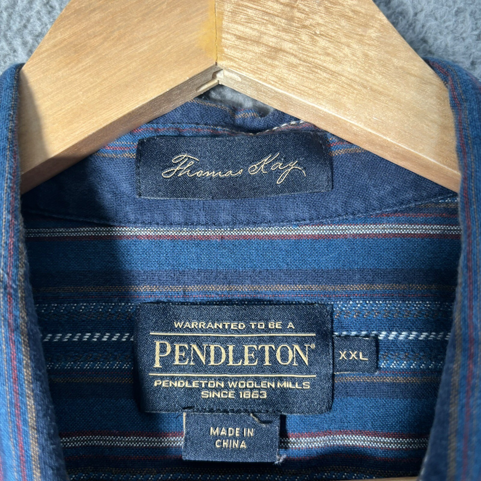Pendleton Button Up Shirt Stripes Thomas Kay Blue… - image 4