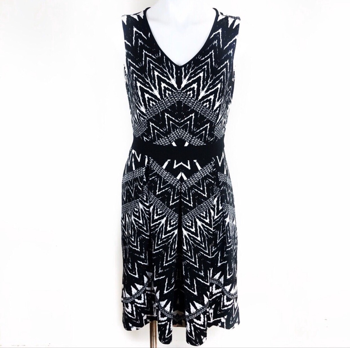 Ellen Tracy Fit And Flare Dress Black And White Womens Dress Size 6