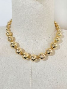 Authentic Classic Woman 18K Gold Plated Beaded Ball Necklace Chain 2 Color