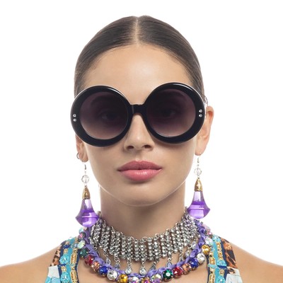 Camilla Editor In Chief Black Round Oversized Bold Statement Glam