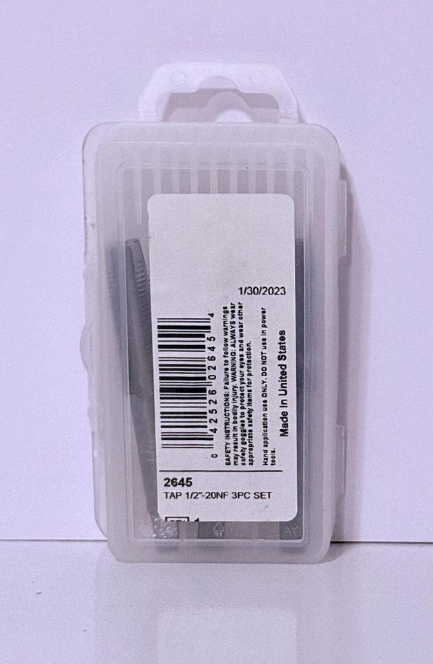Irwin Hanson 1/2"-20NF 3 piece Tap Set 2645 New Free Shipping - Image 2 of 4