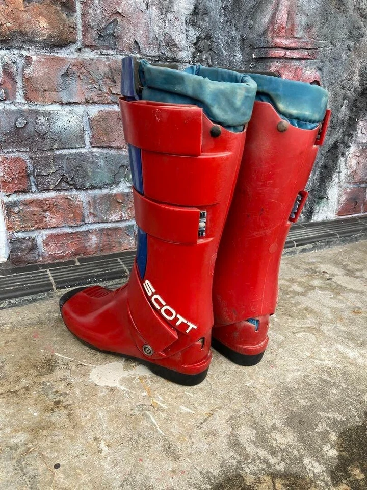 [Very Rare] Vintage SCOTT USA Motocross Boots Size US7-7.5 Red Blue From Japan Foto 2 de 4