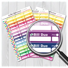 Pay Bills Planner Stickers for Diary Calendars, Journals & Scrapbooking